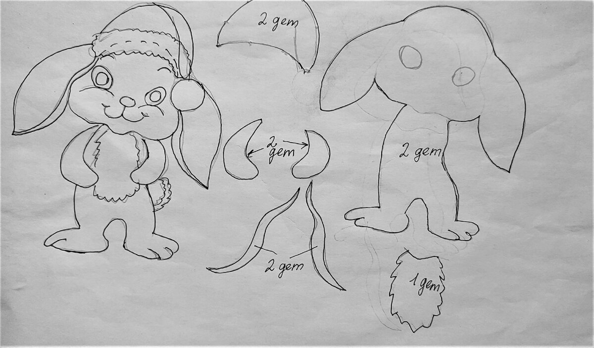 Выкройка зайчика.