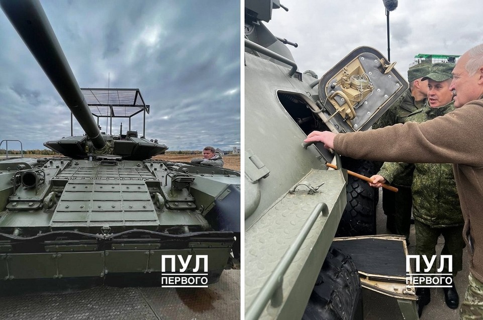     Лукашенко ранее показали модернизированную белорусами технику, в том числе, танк Т-72БМ2. Фото: архив телеграм-канала "Пул Первого"