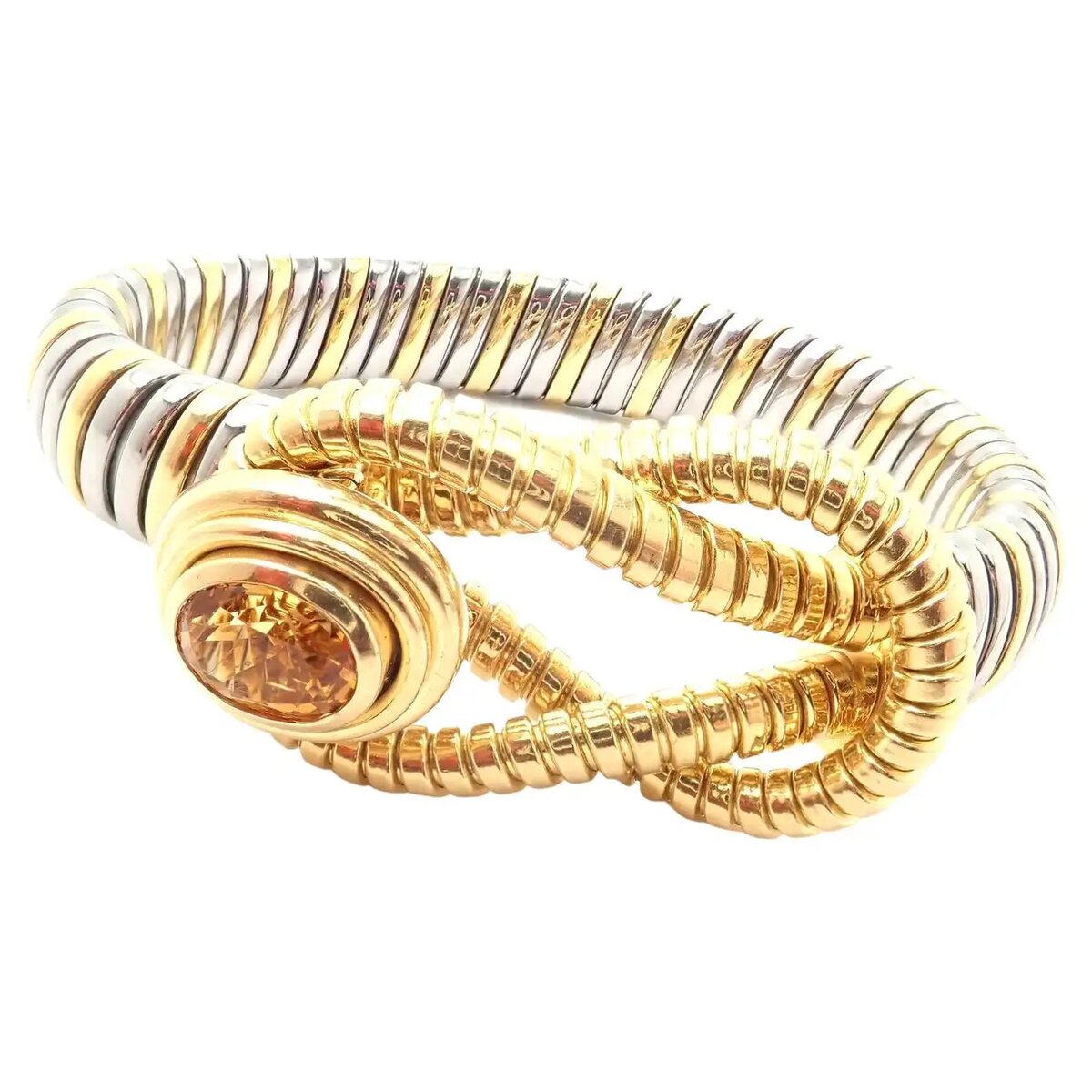 Браслет Cartier Citrine из нержавеющей стали с золотым узлом Hercules.
