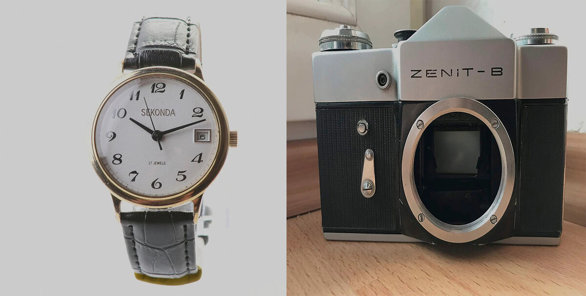 часы Sekonda и фотоаппарат Zenit