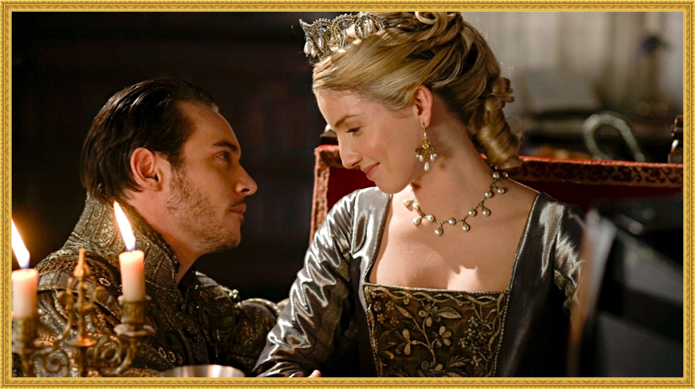 Сериал "Тюдоры". Король Генрих – Джонатан Риз Майерс, королева Джейн – Аннабелль Уоллис.