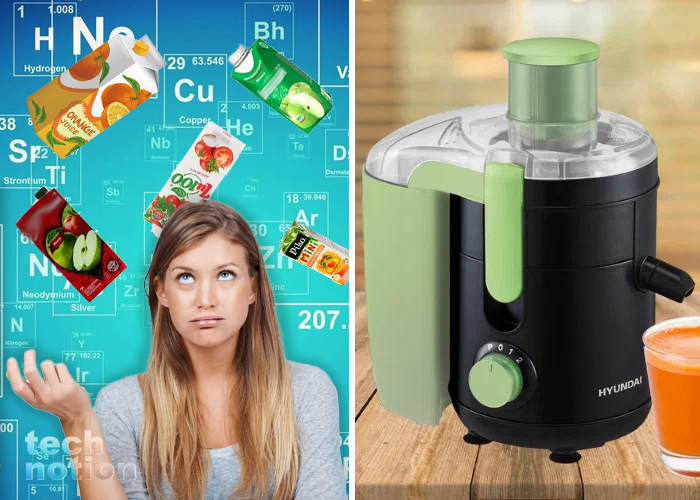 С соковыжималкой больше не приходится вчитываться в составы соков (Электрическая соковыжималка Hyundai HY-JE1615) / Изображение: дзен-канал technotion