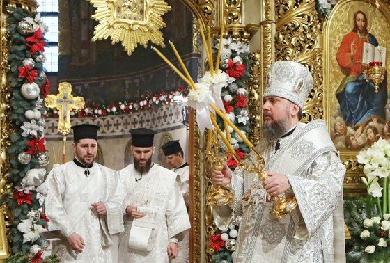    Божественная литургия в Михайловском Златоверхом соборе на Рождество в Киеве