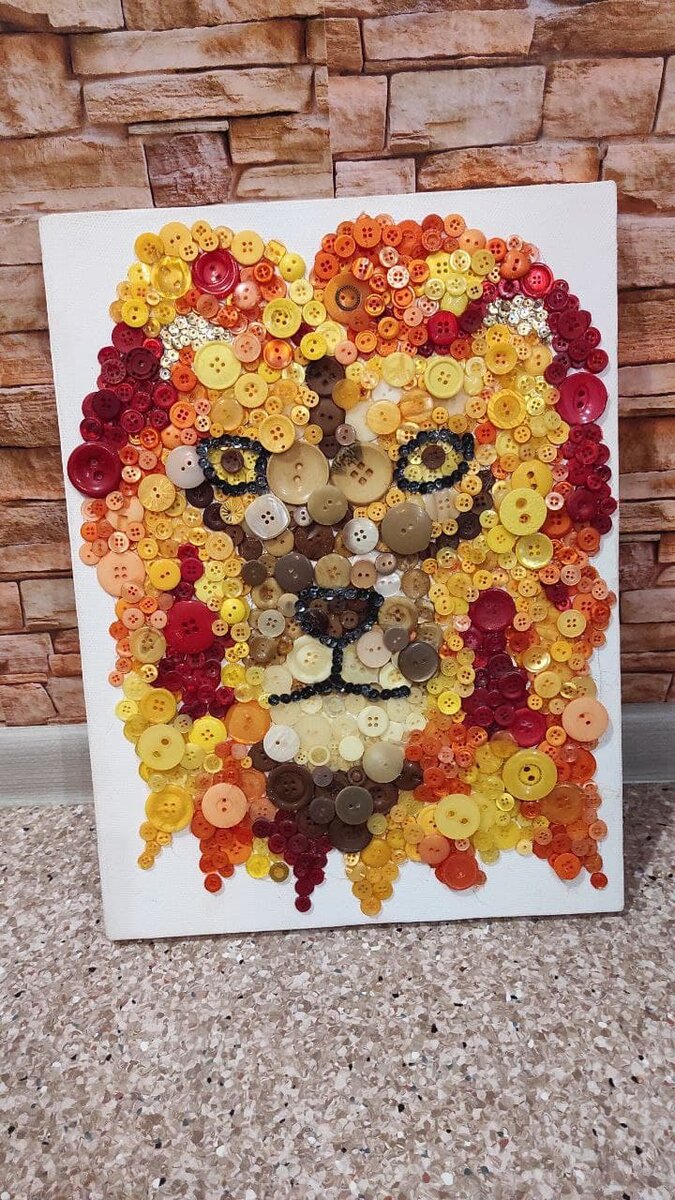 картина и открытка из пуговиц