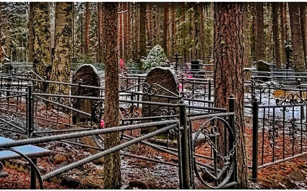 На кладбище тихо и безлюдно...