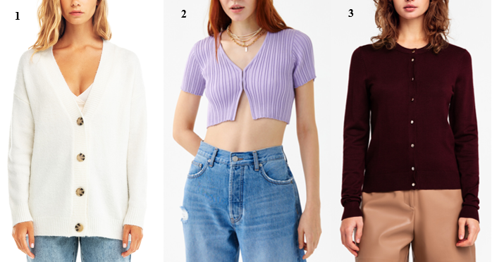 Пример на кардигане: 1 - база, 2 - модно, 3 - устарело