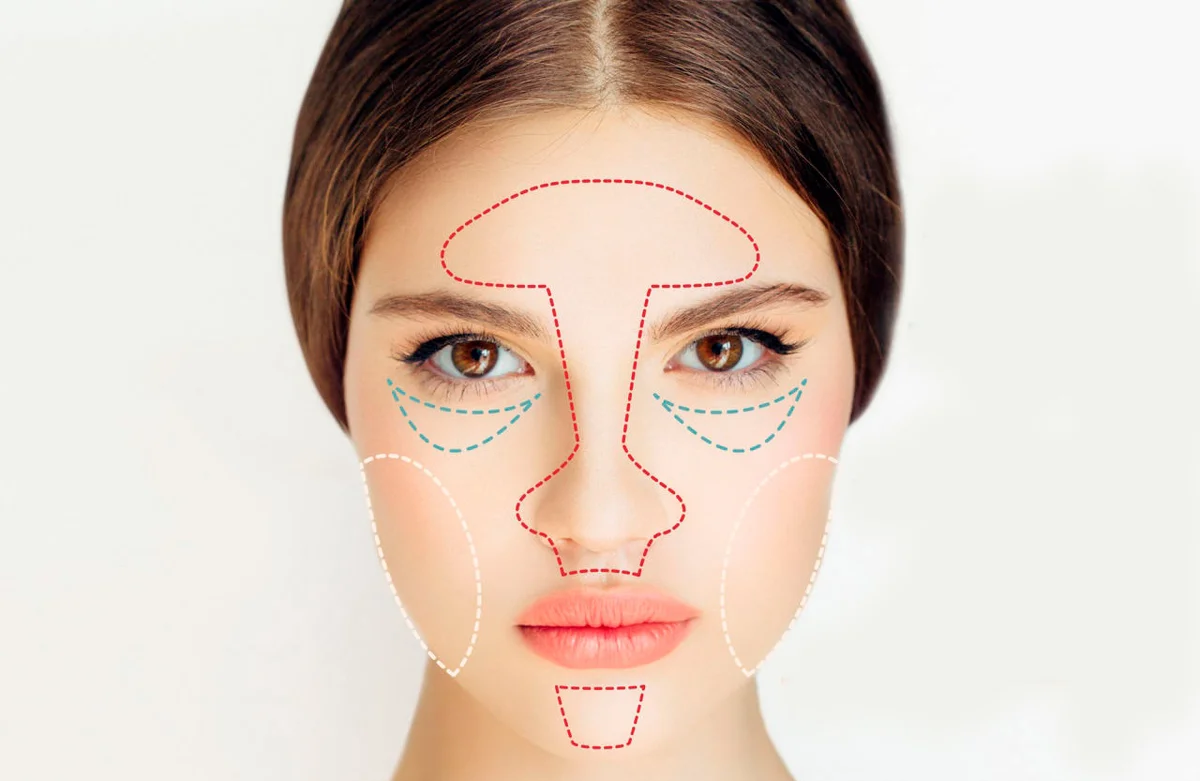 Как подобрать уход для лица. Комбинированная кожа лица. Т-зона на лице. Комбинированный Тип кожи лица. Зоны лица т зона.