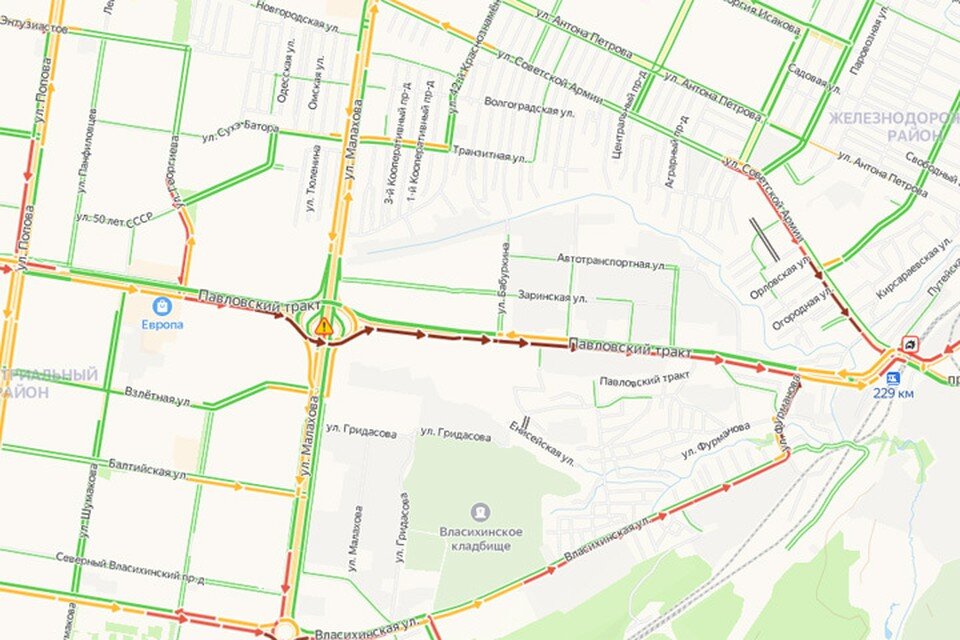     Пробки в Барнауле 21 октября 2022 года. Скриншот сервиса Яндекс.Пробки