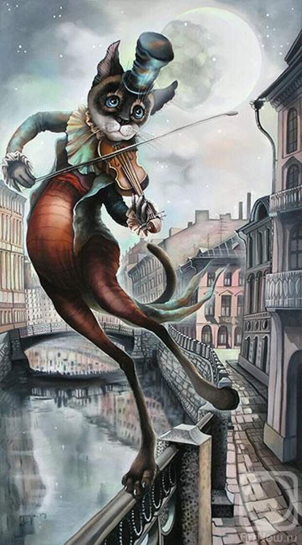 1. Надежда Соколова "Луна на смычке". Изображение отсюда: art.mirtesen.ru