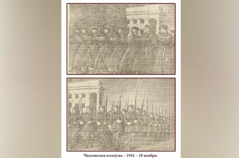    Архив Оренбуржья обнародовал фотографии военного парада 7 ноября 1941 года у Дома Советов Елена Шкатова