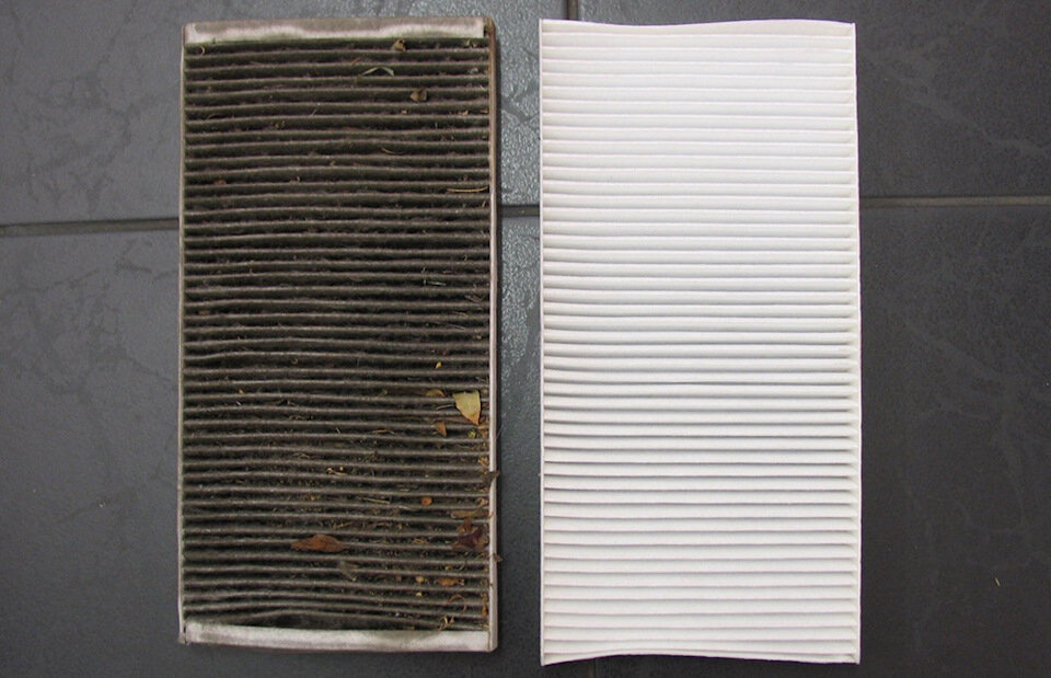 Загрязненный и чистый фильтр