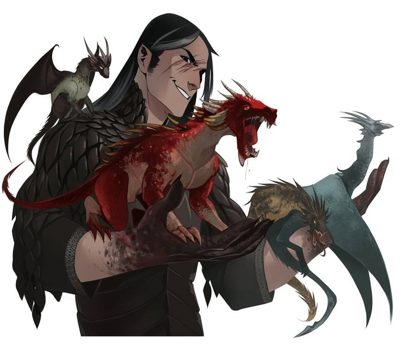 Мелькор и драконы (арт Phobso, www.pinterest.com).