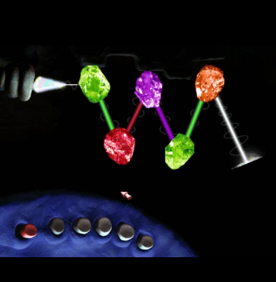 Кадр из "Небывальщины". А это сам лазерный луч. С помощью разноцветных кристаллов требуется задать его нужное направление.