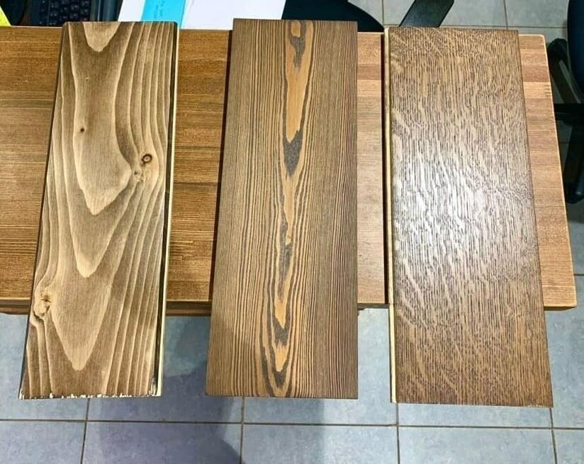 Как выглядит один и тот же оттенок на разных породах древесины