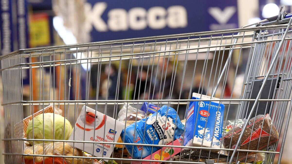    Тележка с продуктами в магазине© РИА Новости / Максим Богодвид