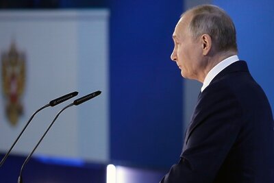    21 апреля 2021. Президент РФ Владимир Путин выступает с ежегодным посланием Федеральному Собранию. ©Михаил Метцель РИА Новости