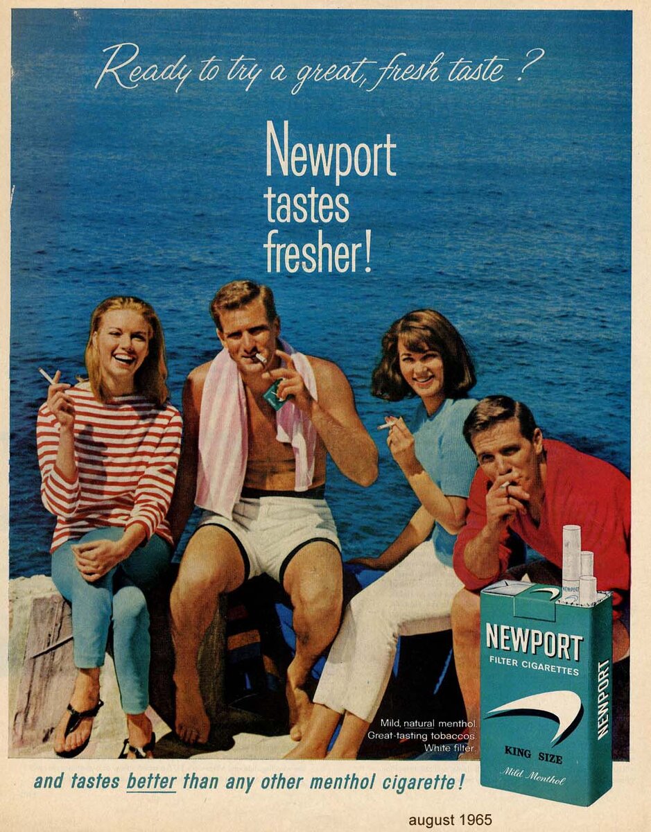 Реклама сигарет Newport, 1965 год.