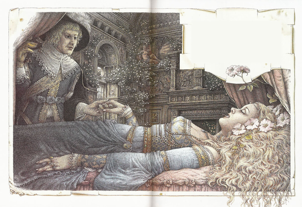 Иллюстрация Роберто Инноценти к сказке о Спящей красавице. 