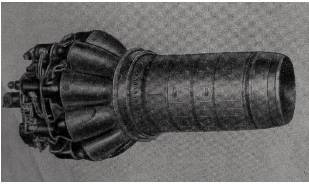 Рисунок авиационного двигателя РД-45Ф. 