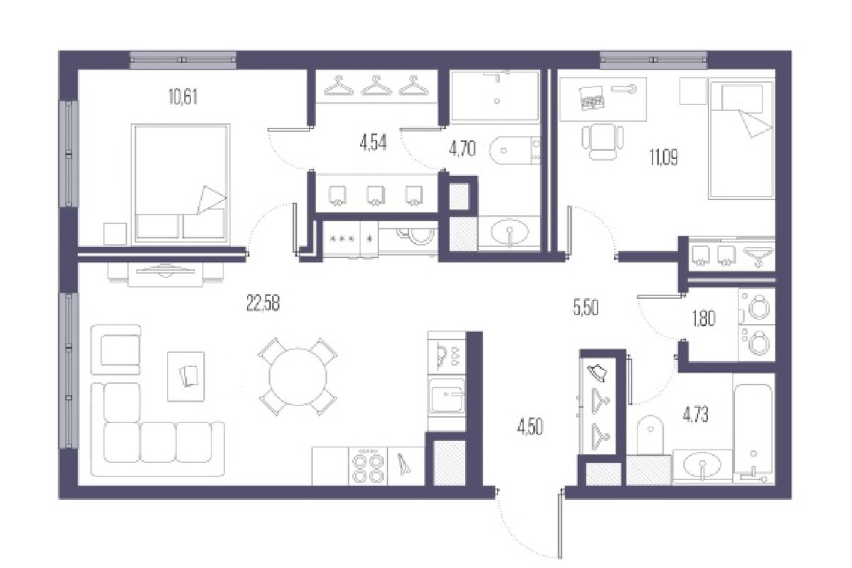 И наоборот: рабочая зона с плитой, холодильником и прочей утварью является полноправной частью кухни-гостиной. Подойдет для любителей варить, жарить и печь. Может быть, даже всей семьей.