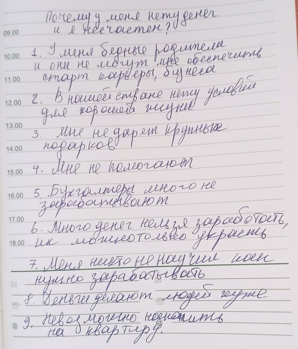Я составил список негативных установок и решил поработать над этими установками.