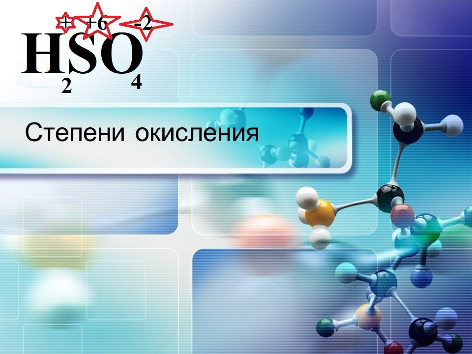 Пример степеней  окисления водорода(H), серы (S) и кислорода (O) в составе серной кислоты