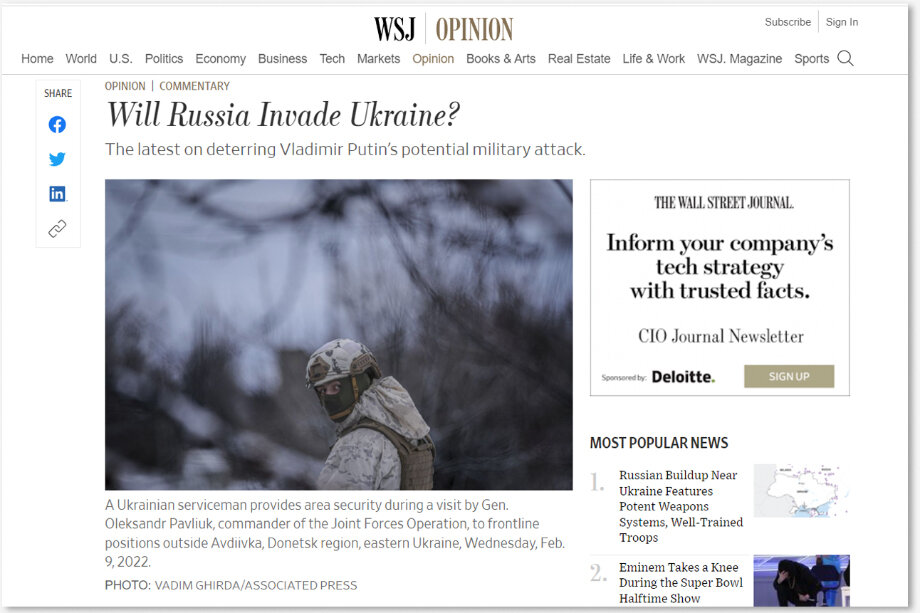 The Wall Street Journal предсказывает новый мировой конфликт. Скриншот сайта The Wall Street Journal