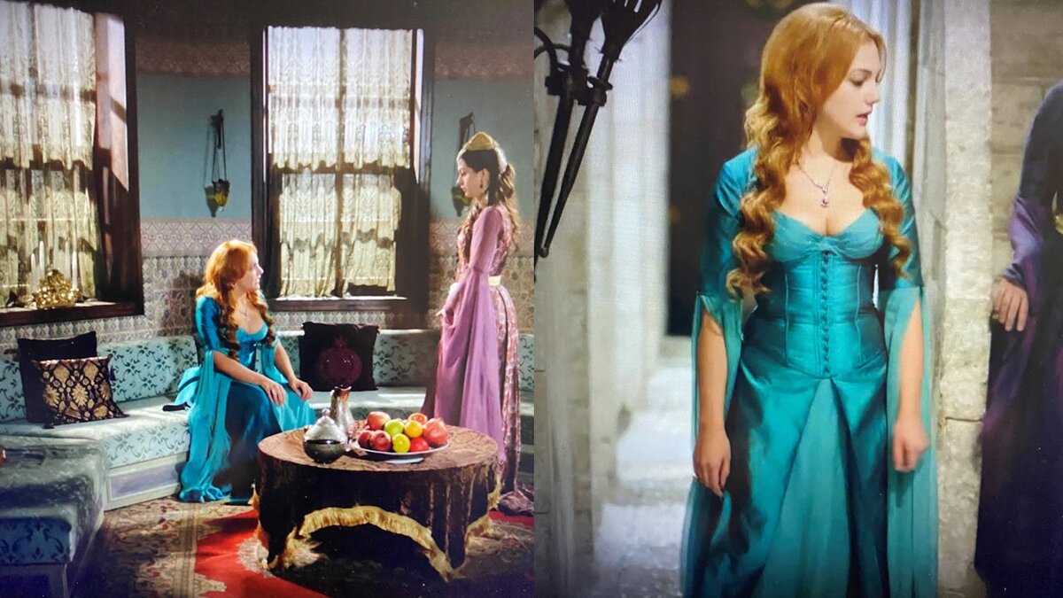 Хюррем Султан. Статус жены Султана пока не нашел отражение в нарядах. Скриншот ВВ