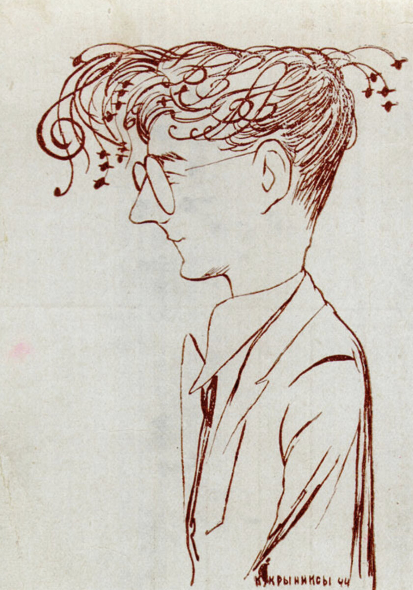 Кукрыниксы. Д. Д. Шостакович. Дружеский шарж. 1944 г.