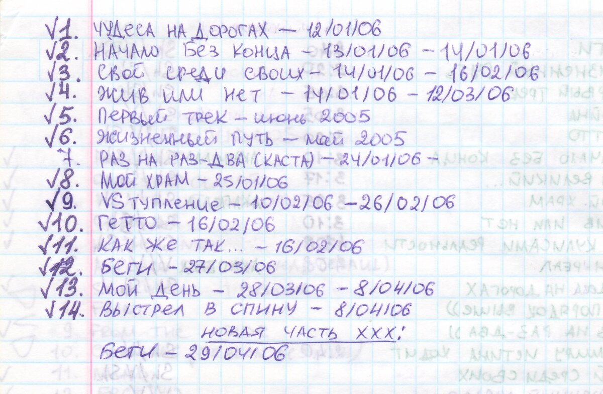 Отметки в какой день что записывали