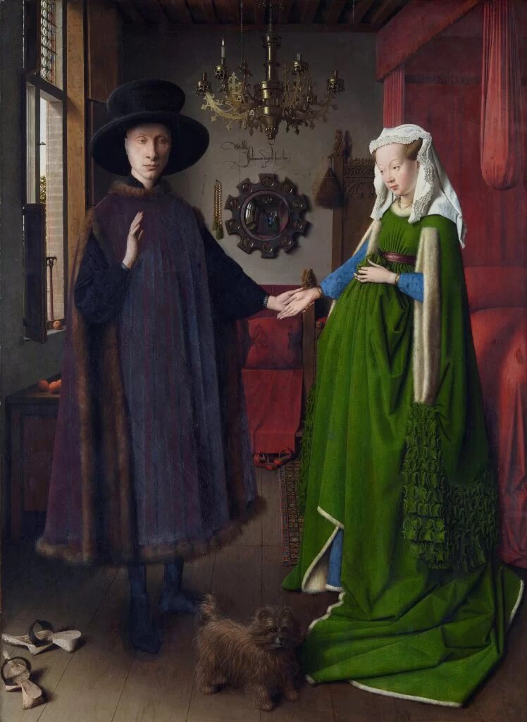 Ян ван Эйк, "Портрет Арнольфини", 1434, Национальная галерея, Лондон, Великобритания.