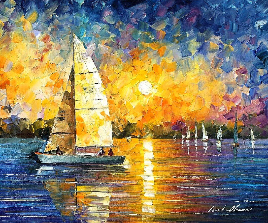 Леонид Афремов "Парусный спорт в Канкуне", источник paisajesybodegones.com