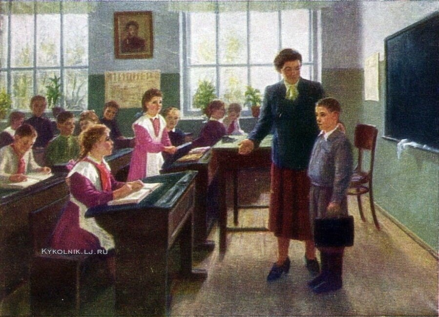 Учитель в деревенской школе. Маковский в сельской школе.