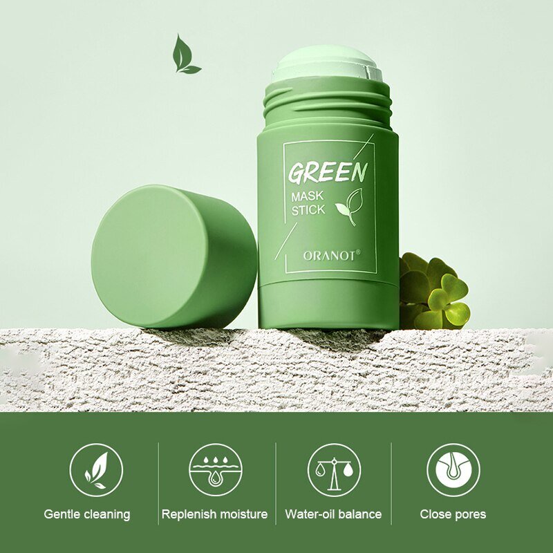 Green tea purifying clay stick mask oil control anti-acne