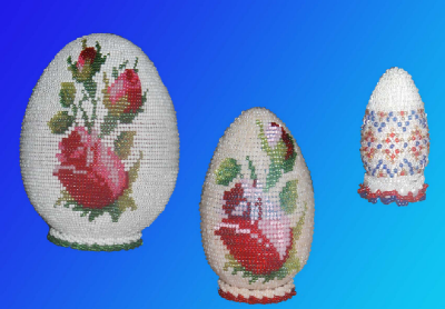 Фото из личного альбома. Яйца, выполненные в технике бисероплетения, работы Ланы.