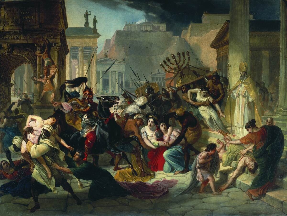 Карл Павлович Брюллов картина - "нашествие Гензериха на рим"(Вандалы захватили Рим в 455 г н.э.) Картинка с просторов интернета.