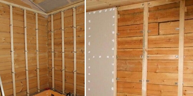 Этапы отделки стен деревянного дома гипсокартоном