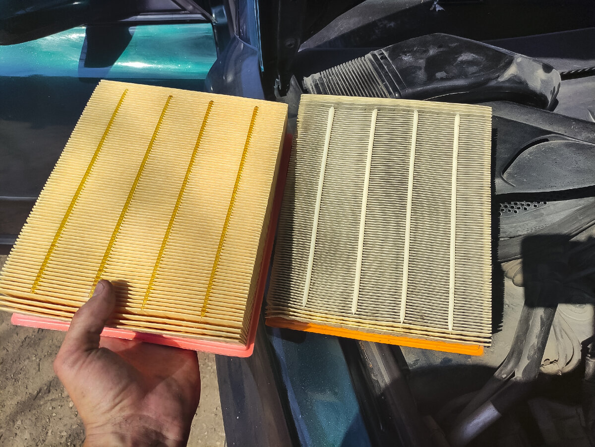 Новый и старый воздушные фильтры