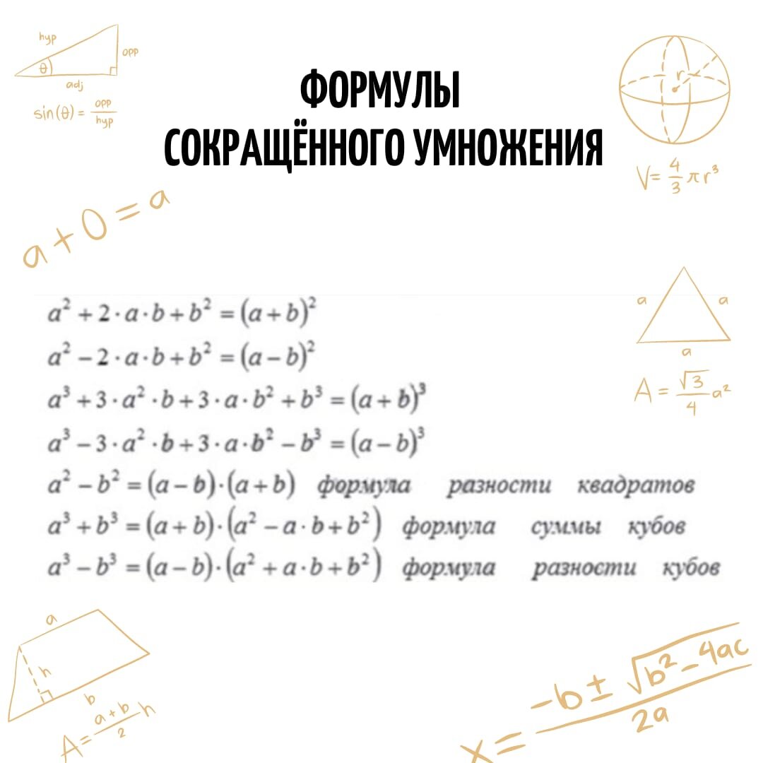 Формулы, которые точно пригодятся на экзамене | Математика для всех | Дзен