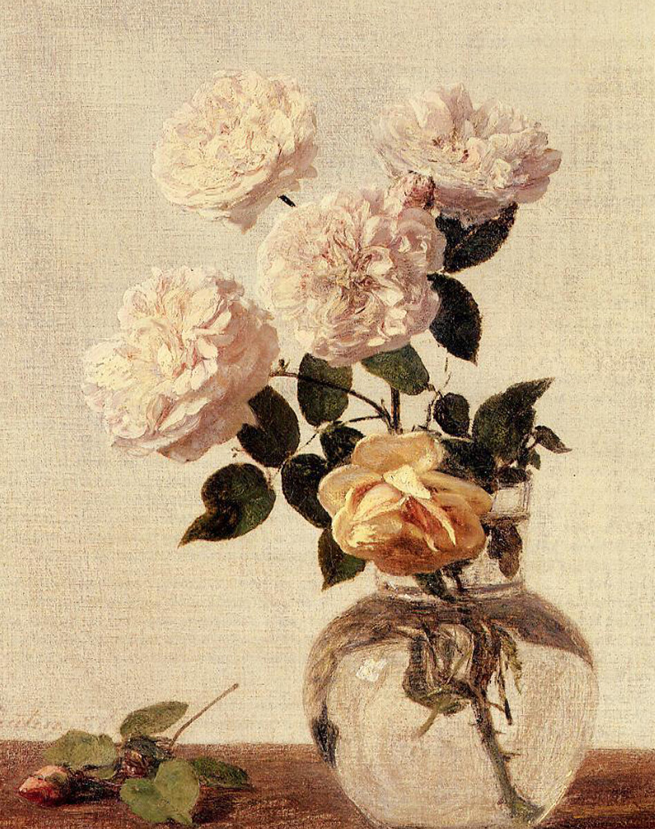Работа известного художника второй половины XIX века Анри Фантен Латур.      Натюрморт "Розы". (фото из открытых источников: Яндекс - картинки)