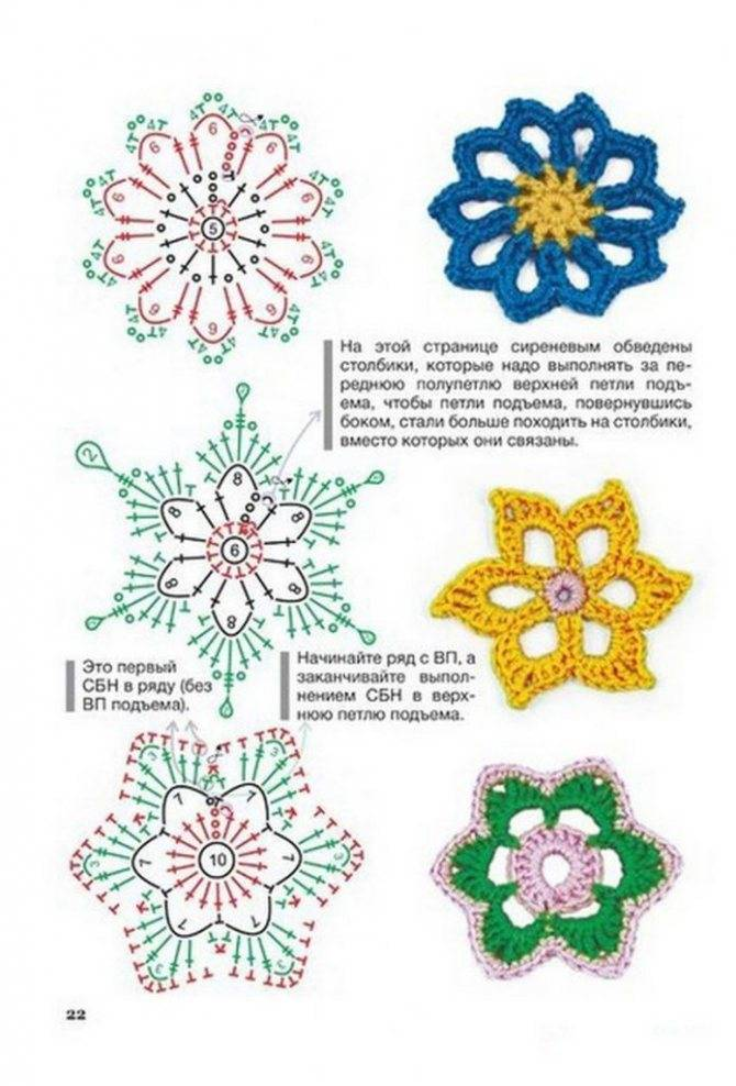 Схема для вязания крючком цветочек