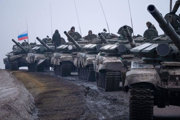     Колонна танков ВС РФ на начальной стадии спецоперации / Минобороны России