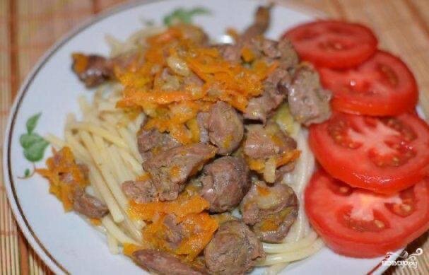 Тушеная куриная печень 