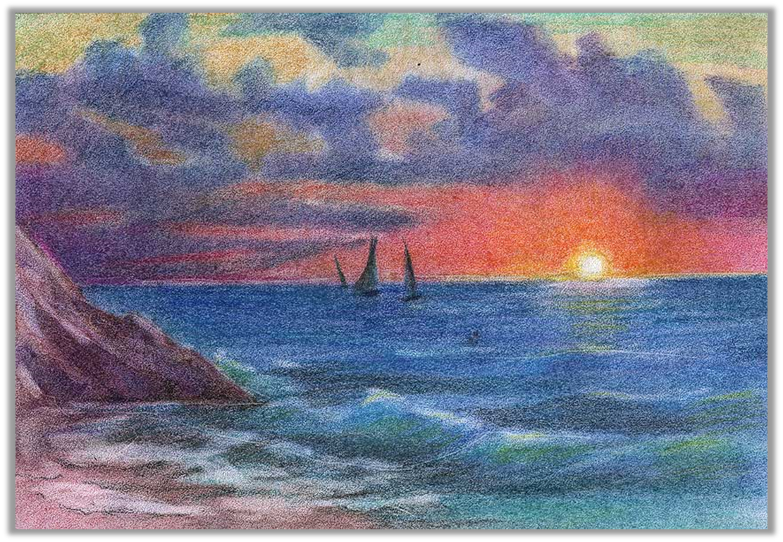 Морской пейзаж 6 класс. Пейзаж пастельными карандашами. Пейзаж цветными карандашами. Море цветными карандашами. Пейзаж пастелью сухой.