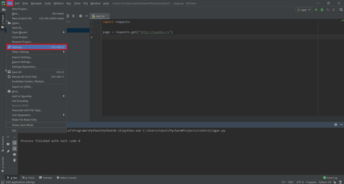 Как добавить библиотеку в проект pycharm