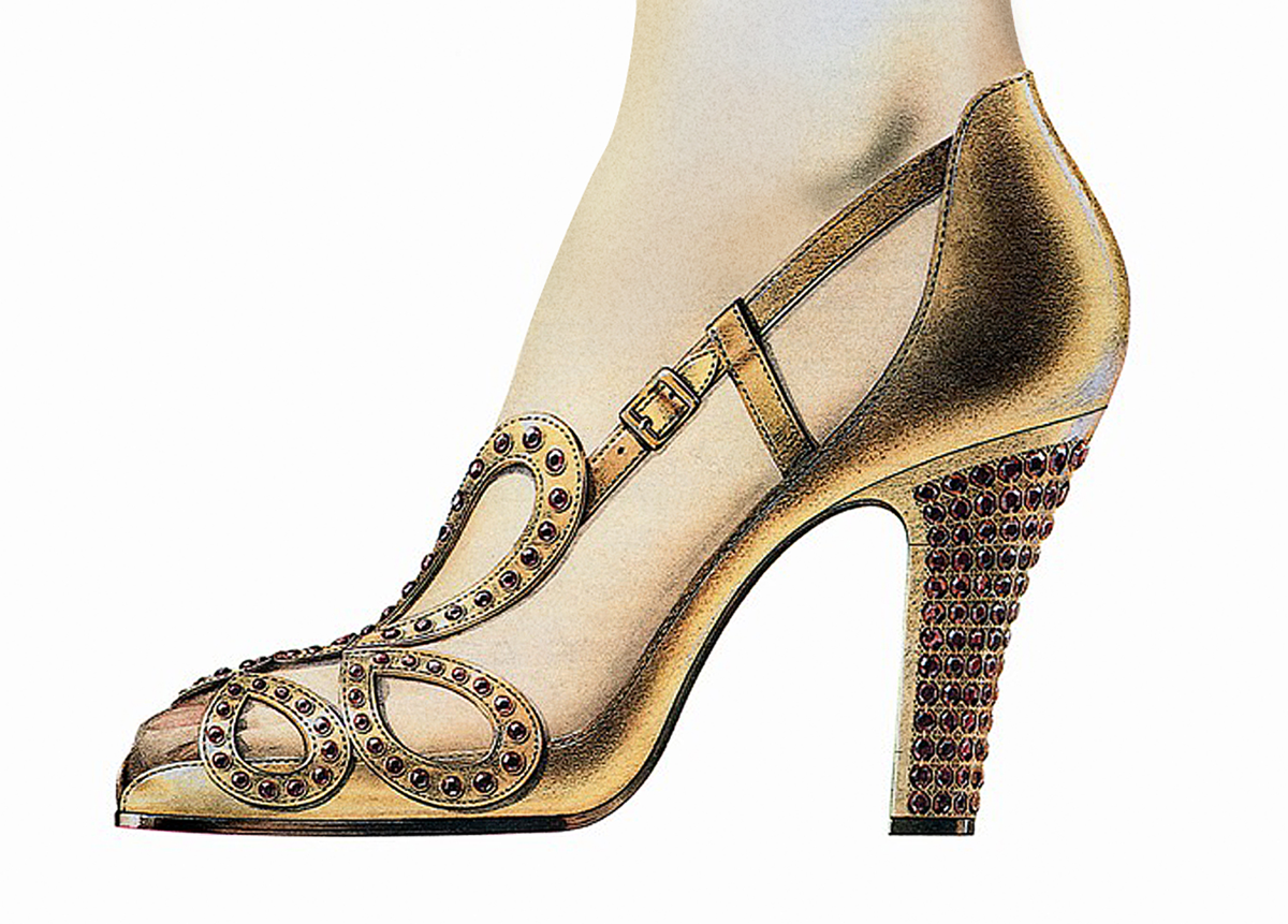 Эскиз коронационной обуви, Роже Вивье. (с)  Rogervivier.com