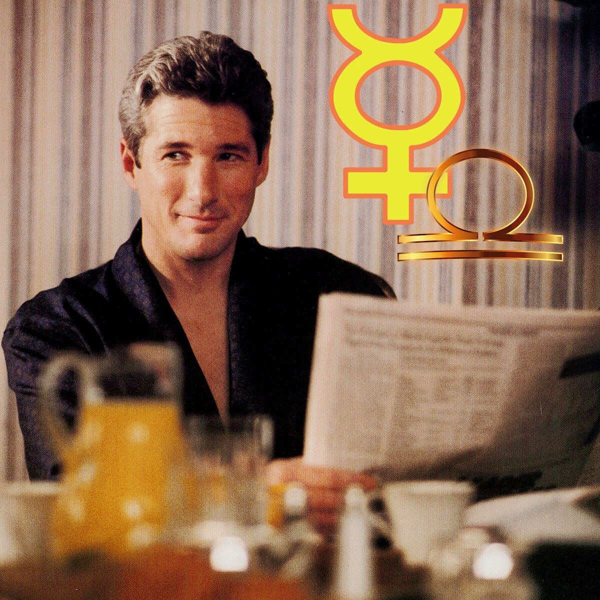 В космограмме Ричарда Гира Меркурий находится в знаке Весы