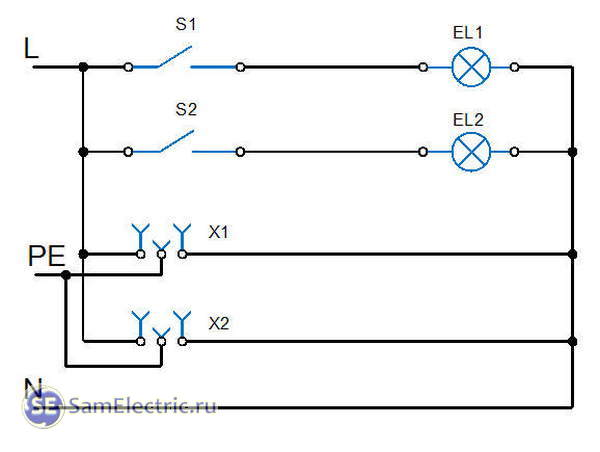 Упрощенная схема квартирной электропроводки 