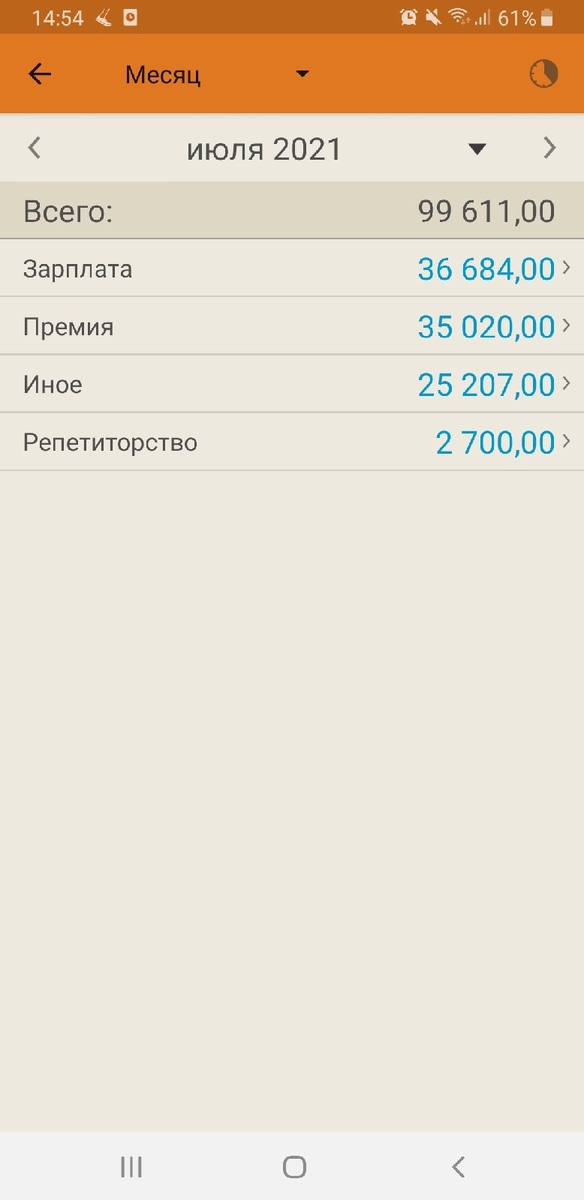                                                    Интерфейс раздела "Доходы"
