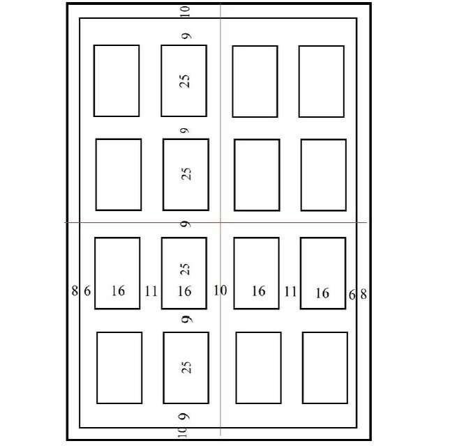 Схема распределения петель и рядов